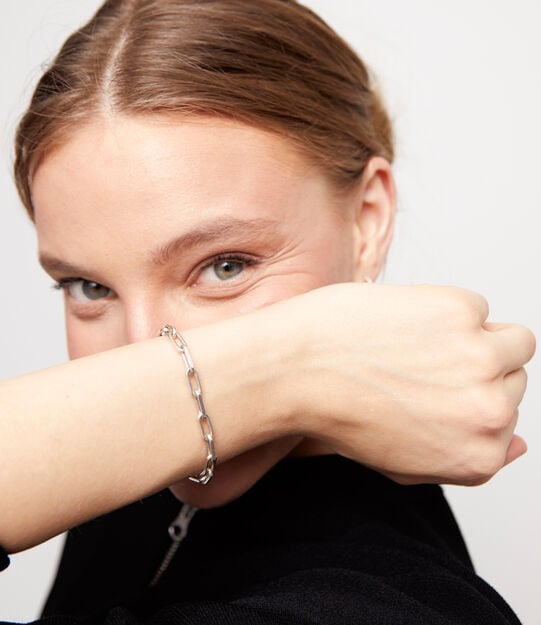Sterling silver-plated cable chain bracelet
